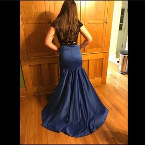 Black & Blue Two-Piece Prom Dress